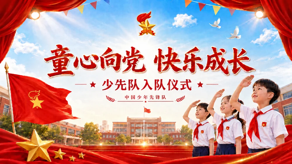 《童心向党 快乐成长》六一少先队入队仪式PPT