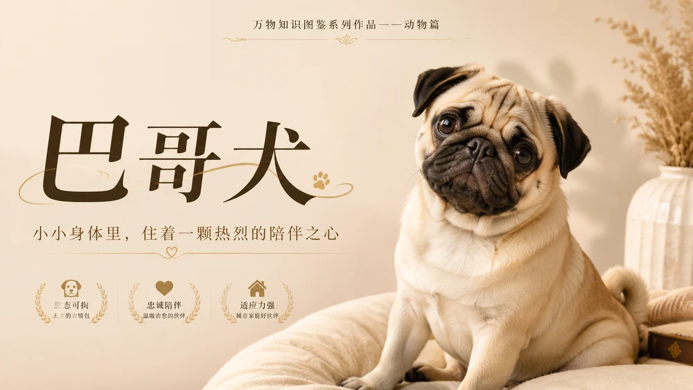 万物知识图鉴系列作品PPT——巴哥犬