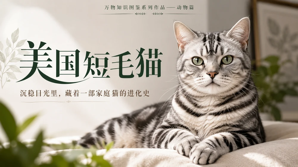 万物知识图鉴系列作品PPT——美国短毛猫