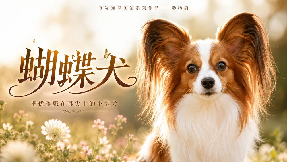 万物知识图鉴系列作品PPT——蝴蝶犬