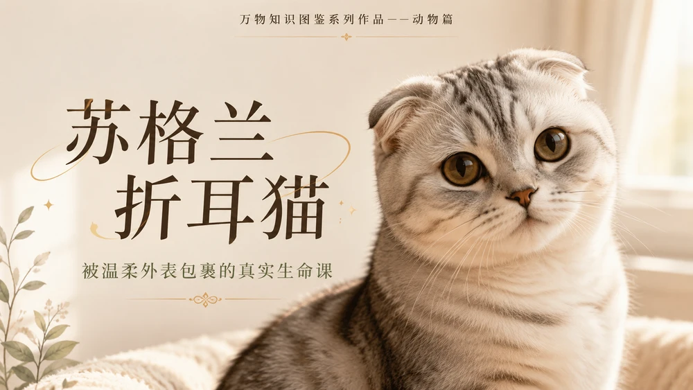 万物知识图鉴系列作品PPT——苏格兰折耳猫
