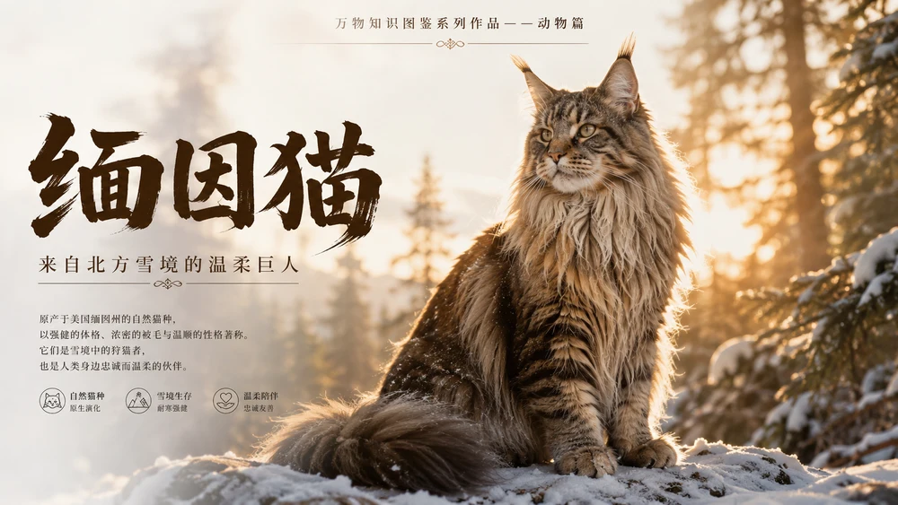 万物知识图鉴系列作品PPT——缅因猫
