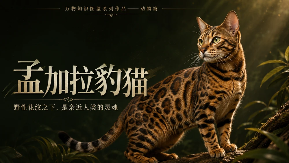 万物知识图鉴系列作品PPT——孟加拉豹猫