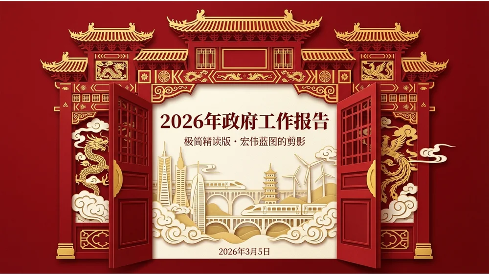中国传统剪纸风格政府工作报告PPT