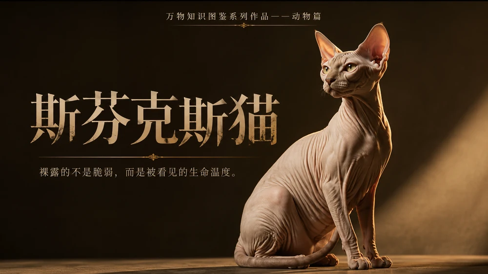 万物知识图鉴系列作品PPT——斯芬克斯猫