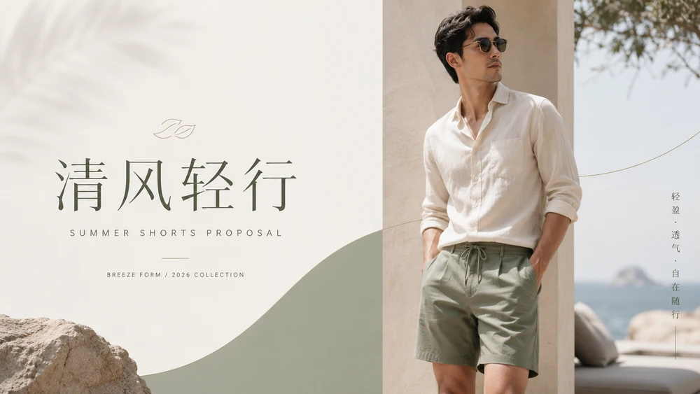 商业产品提案设计系列作品PPT——男士夏季休闲短裤