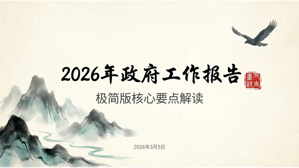 中国传统水墨风格政府工作报告PPT