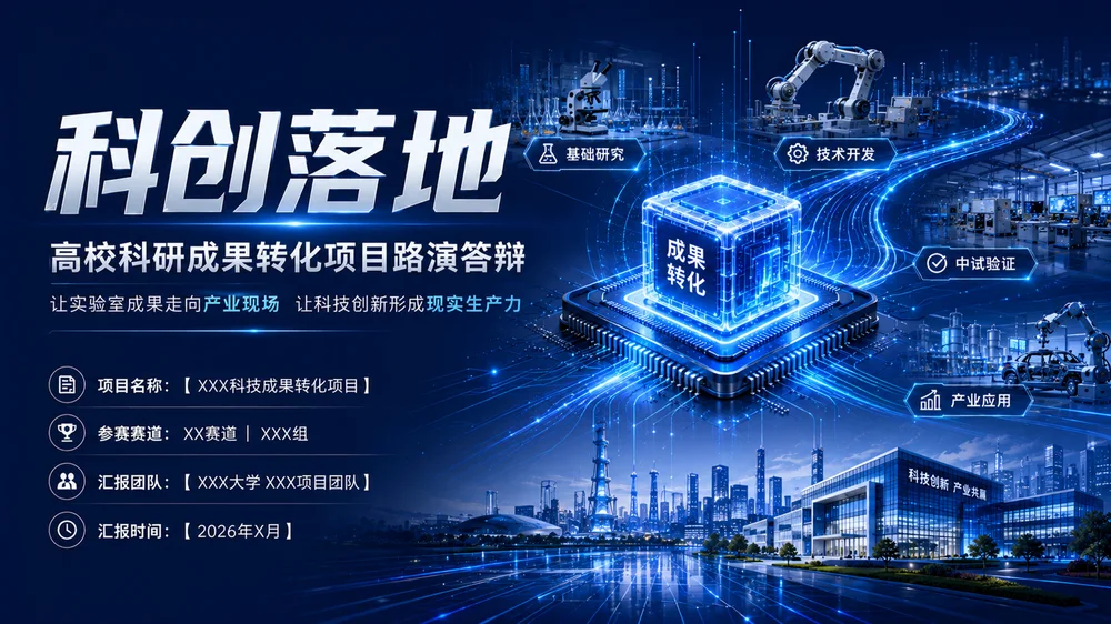 科创落地｜高校科研成果转化项目路演答辩PPT模板