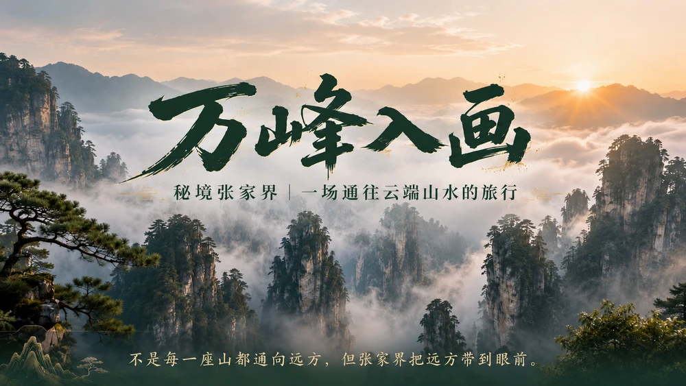 万峰入画-秘境张家界5A级景区介绍PPT