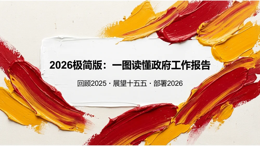 丙烯绘画风格政府工作报告PPT