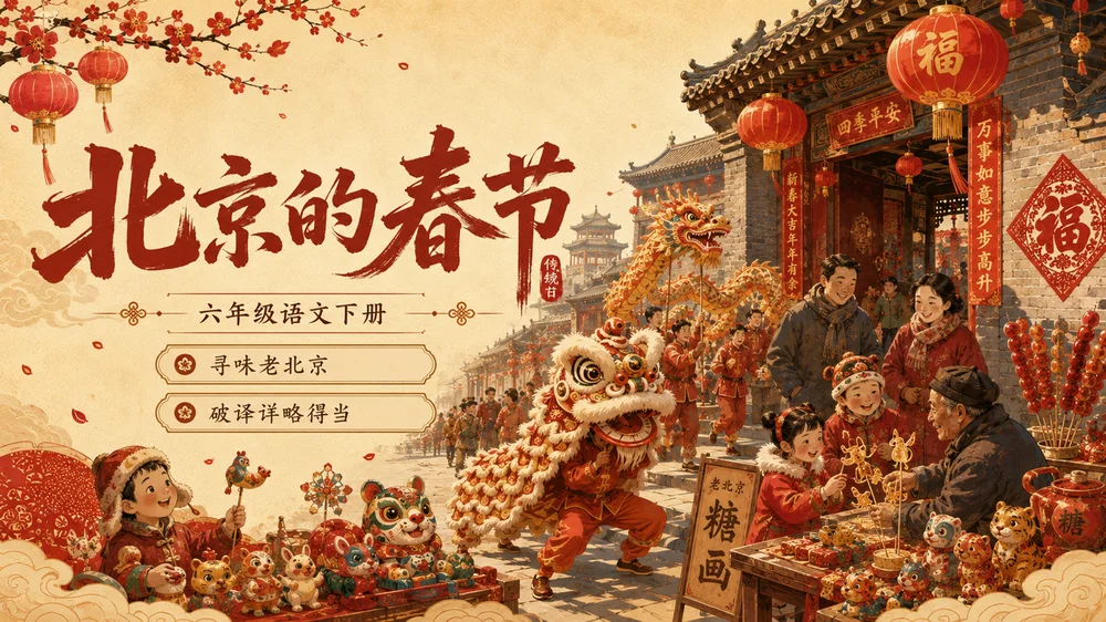 部编版小学语文六年级下册《北京的春节》PPT课件｜传统民俗文化公开课模
