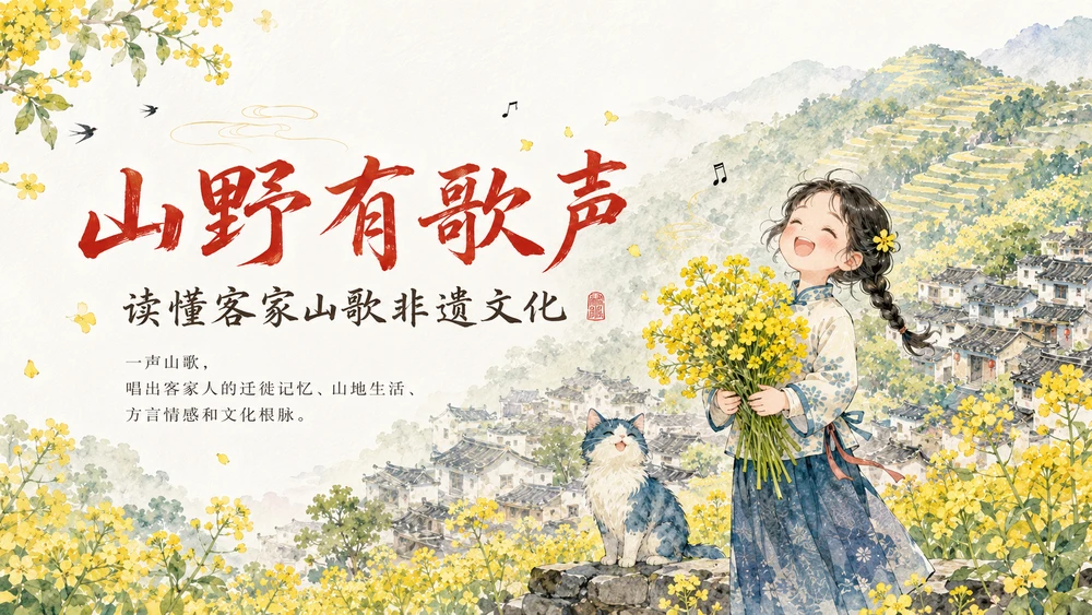 中小学生传统文化课：读懂客家山歌非遗文化PPT