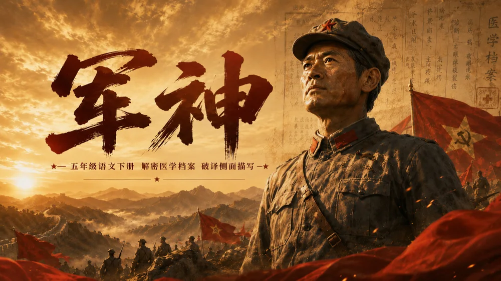 部编版小学语文五年级下册《军神》PPT课件｜英雄人物品质分析公开课模板