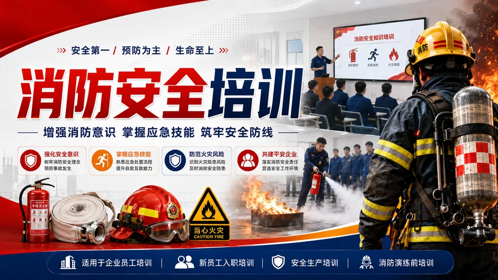 企业消防安全培训PPT课件｜员工消防知识培训｜消防演练安全教育模板
