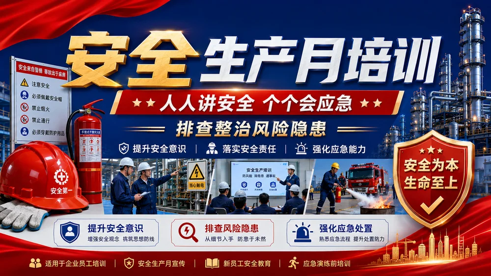 安全生产月培训PPT课件｜人人讲安全个个会应急｜企业安全教育模板
