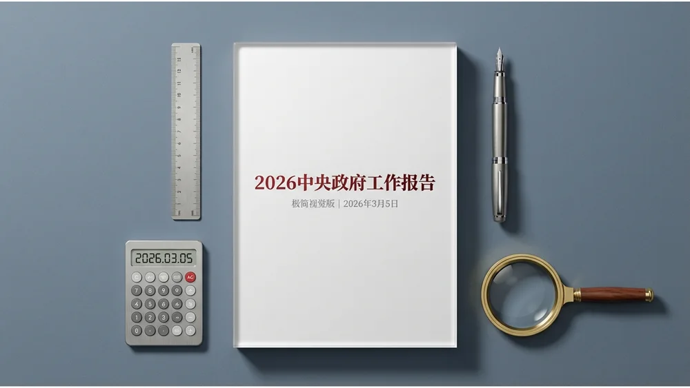 正面俯拍排版政府工作报告PPT