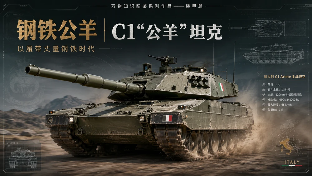 万物知识图鉴系列作品PPT——C1公羊坦克