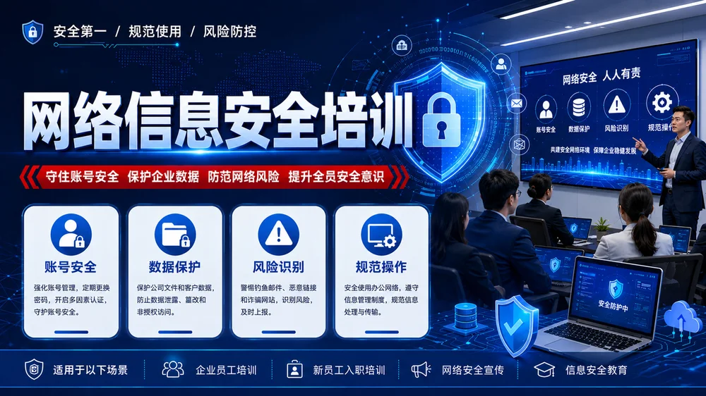 网络信息安全培训PPT课件｜员工数据安全意识培训｜企业信息安全教育模板
