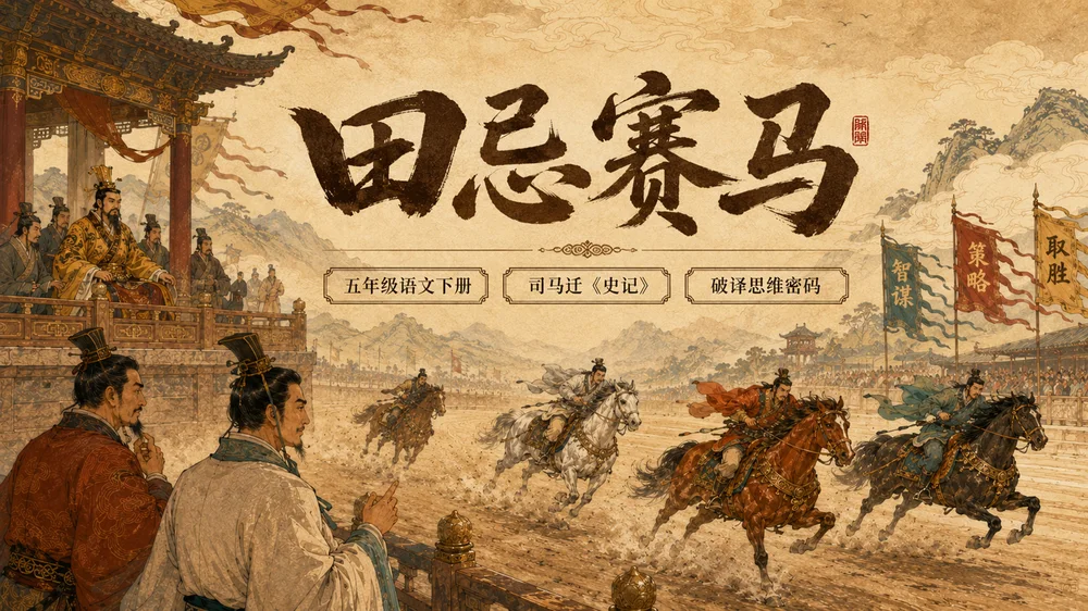部编版小学语文五年级下册《田忌赛马》PPT课件｜历史智慧故事公开课模板