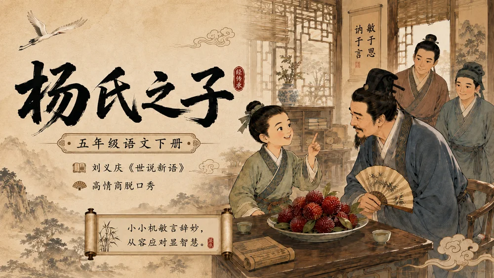 部编版小学语文五年级下册《杨氏之子》PPT课件｜小学文言文启蒙公开课模板