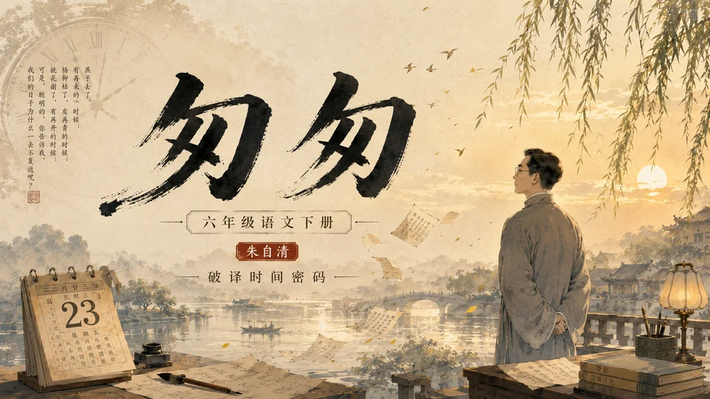 部编版小学语文六年级下册《匆匆》PPT课件｜朱自清散文诗意公开课模板
