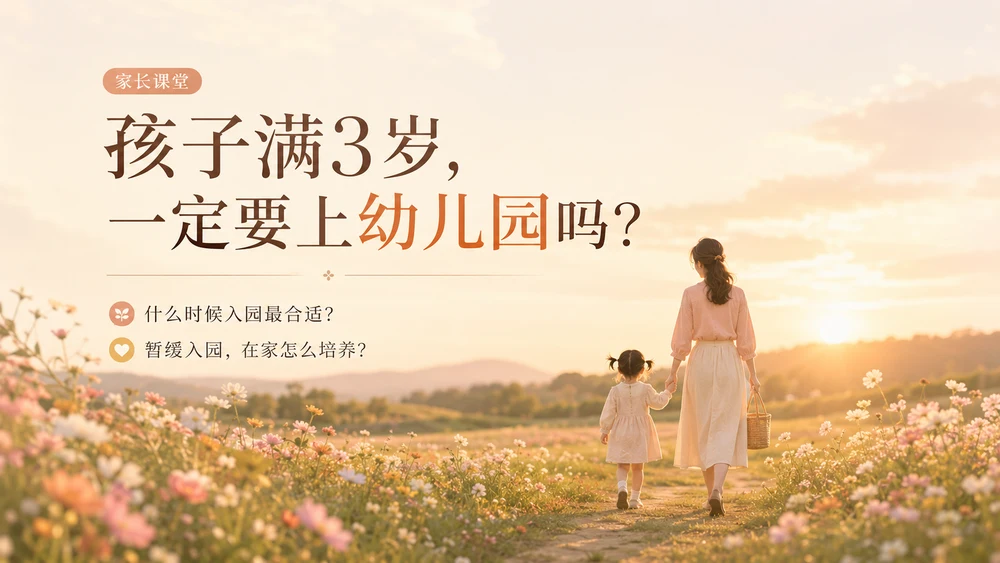 家长课堂PPT:孩子满3岁，一定要上幼儿园吗？