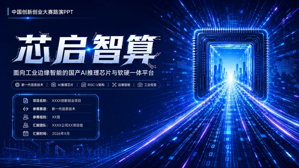 中国创新创业大赛路演PPT——面向工业边缘智能的国产AI推理芯片与软硬一体平台