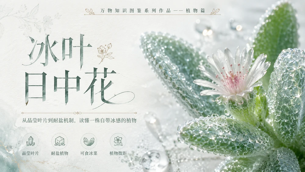 万物知识图鉴系列作品PPT——冰叶日中花