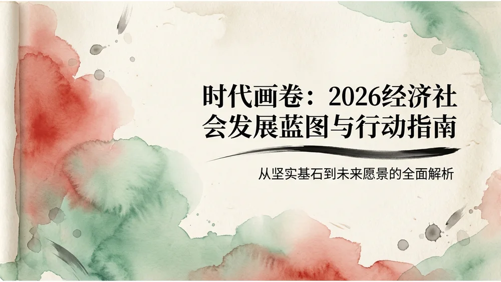 复古水彩画风格政府工作报告PPT