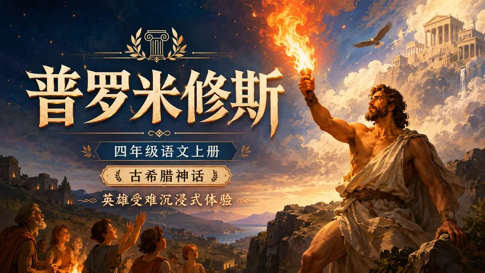部编版小学语文四年级上册《普罗米修斯》PPT课件｜外国神话史诗公开课模板