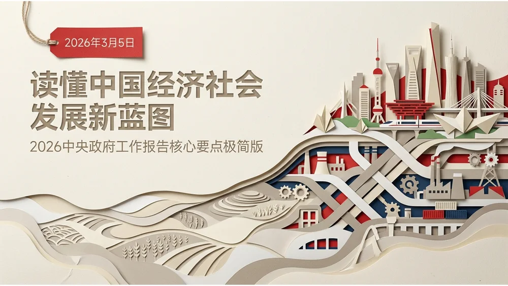 层叠纸张风格政府工作报告PPT