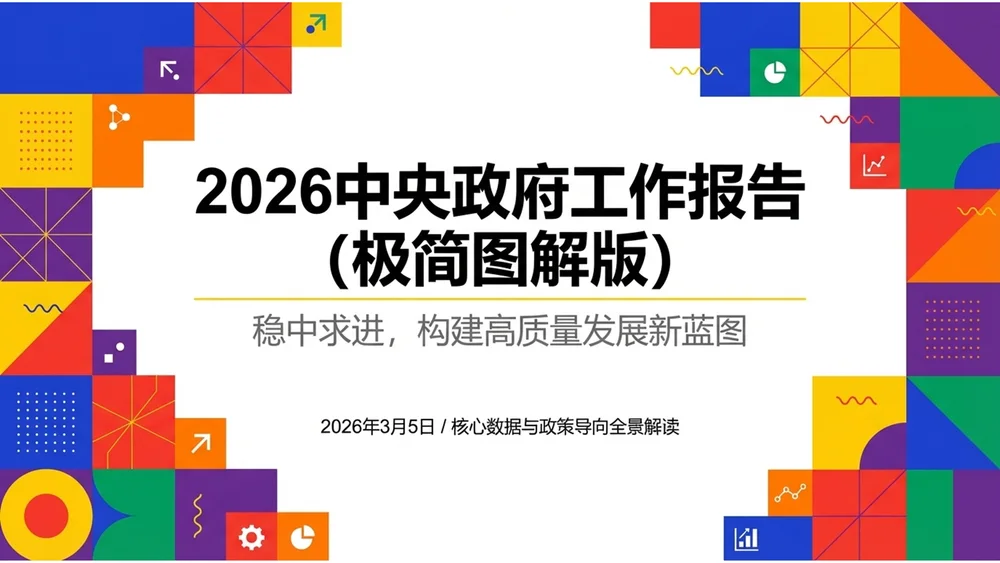 抽象色块多色画面政府工作报告PPT