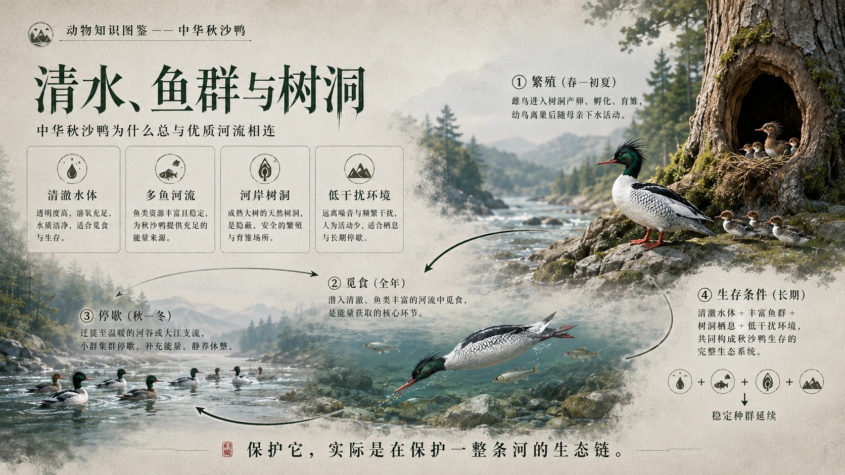 万物知识图鉴系列作品PPT——中华秋沙鸭 - 预览图6