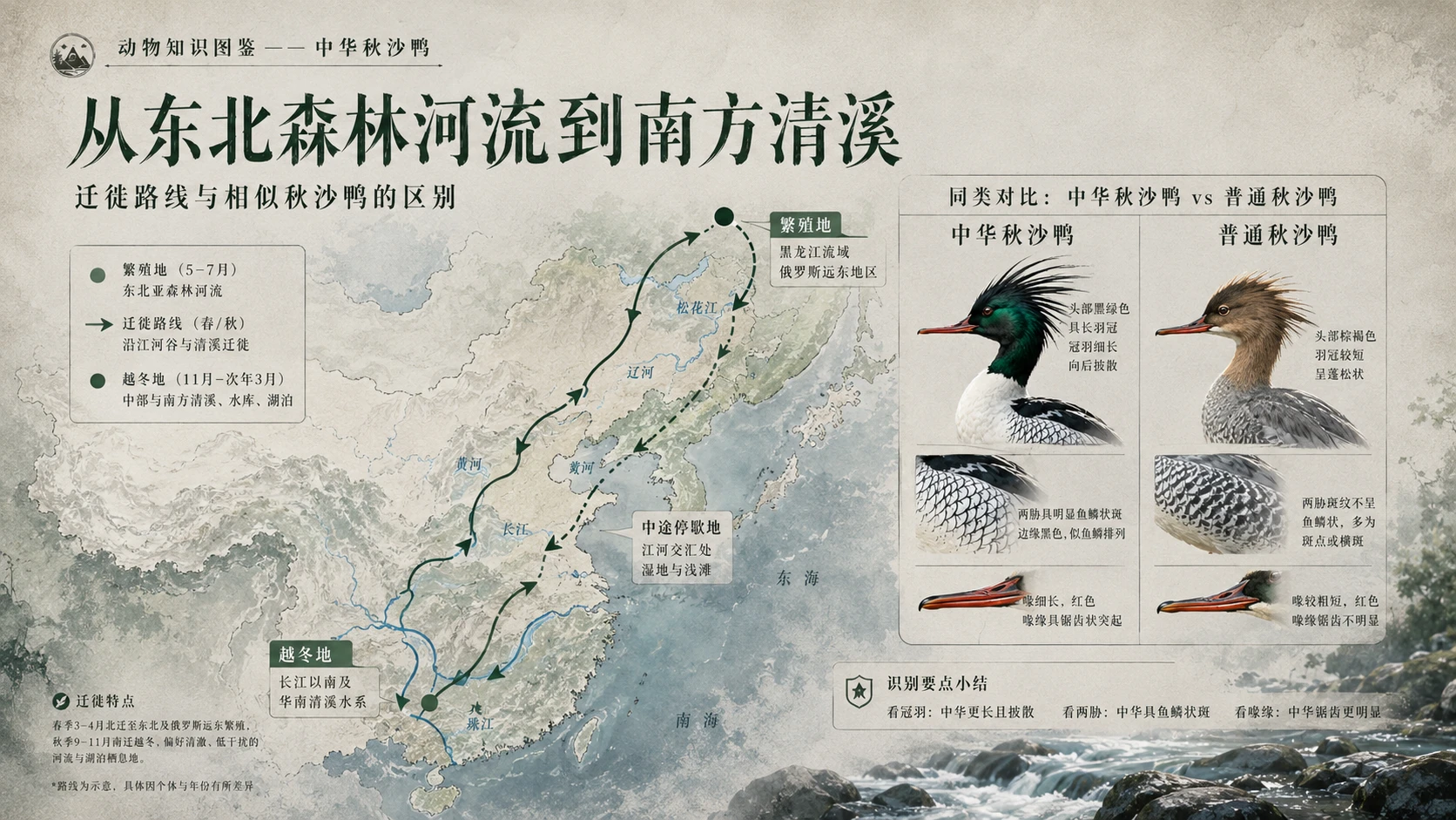 万物知识图鉴系列作品PPT——中华秋沙鸭 - 预览图8