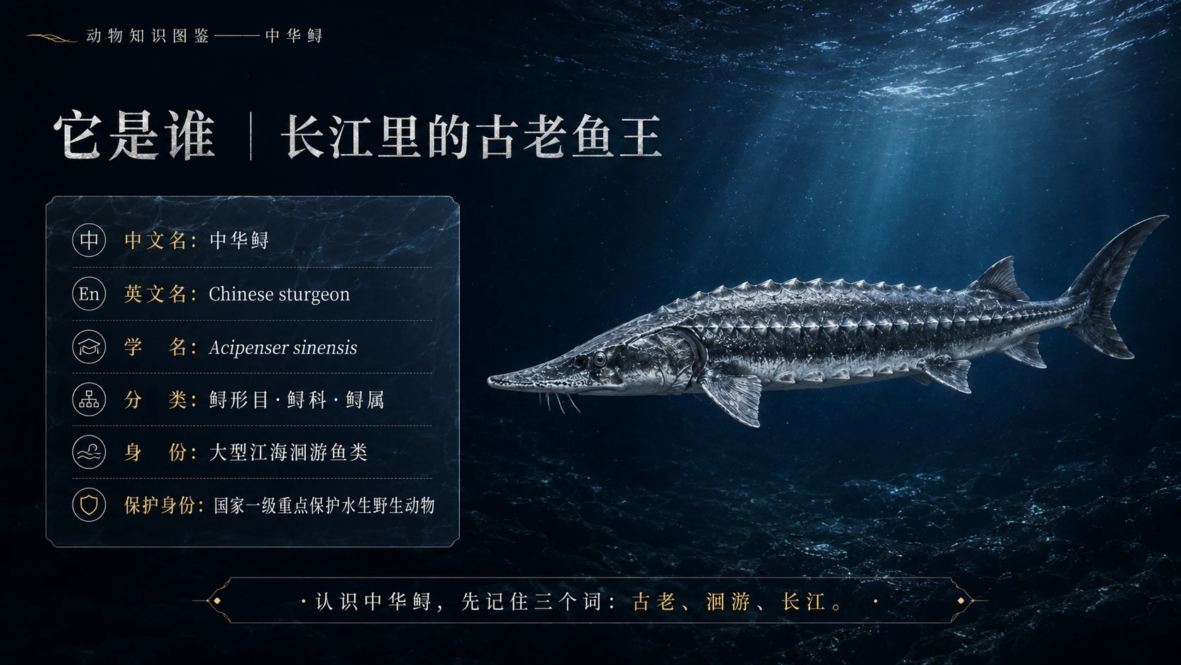 万物知识图鉴系列作品PPT——中华鲟 - 预览图2