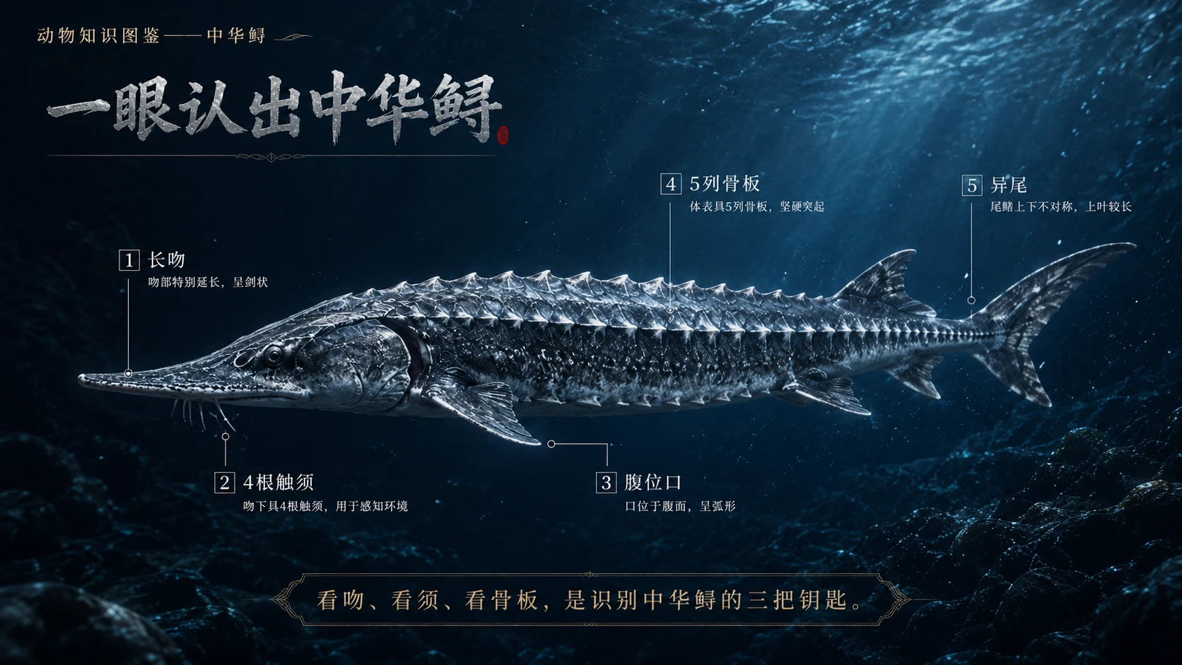 万物知识图鉴系列作品PPT——中华鲟 - 预览图3