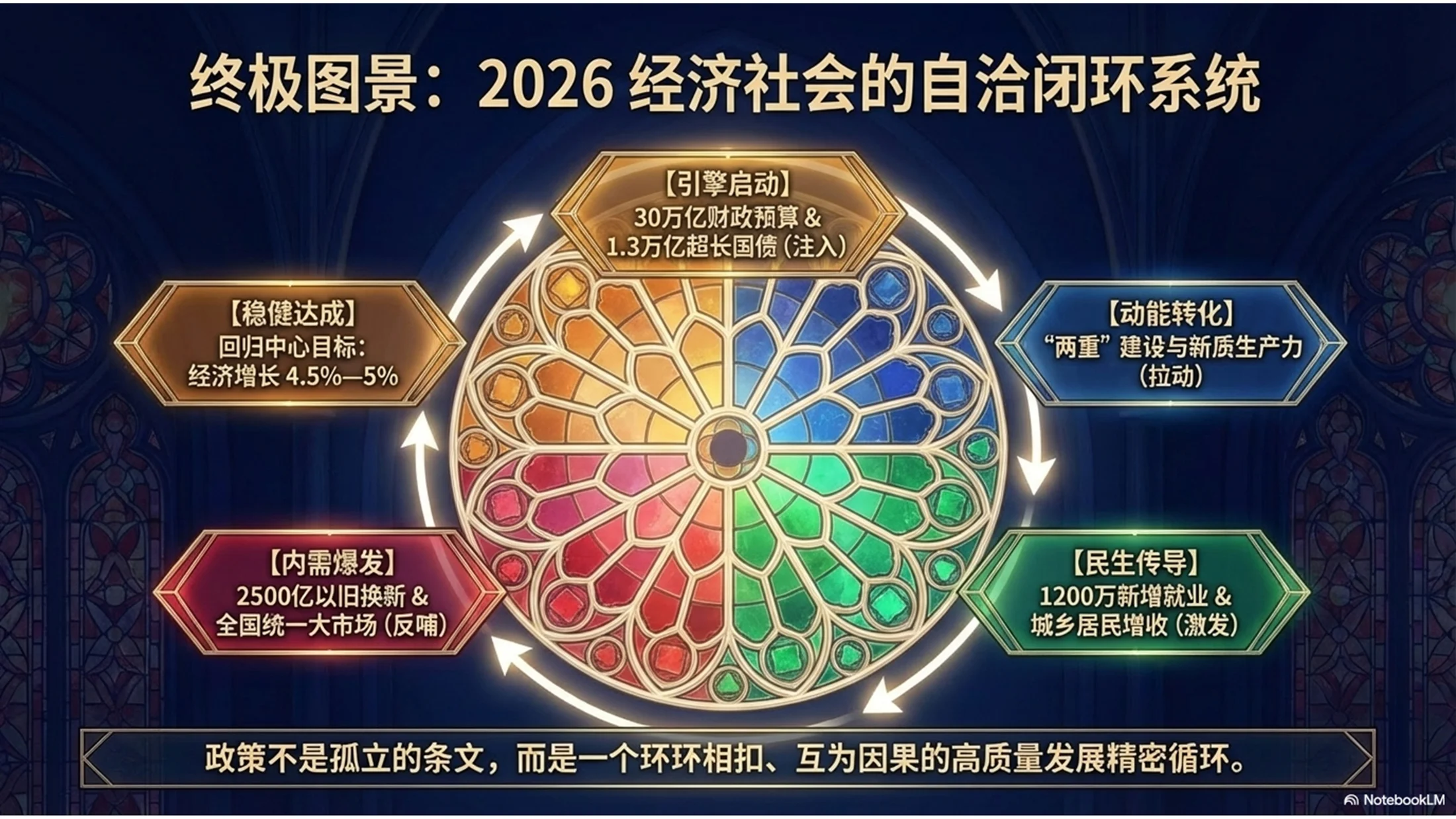 彩绘玻璃图案风格政府工作报告PPT - 预览图10