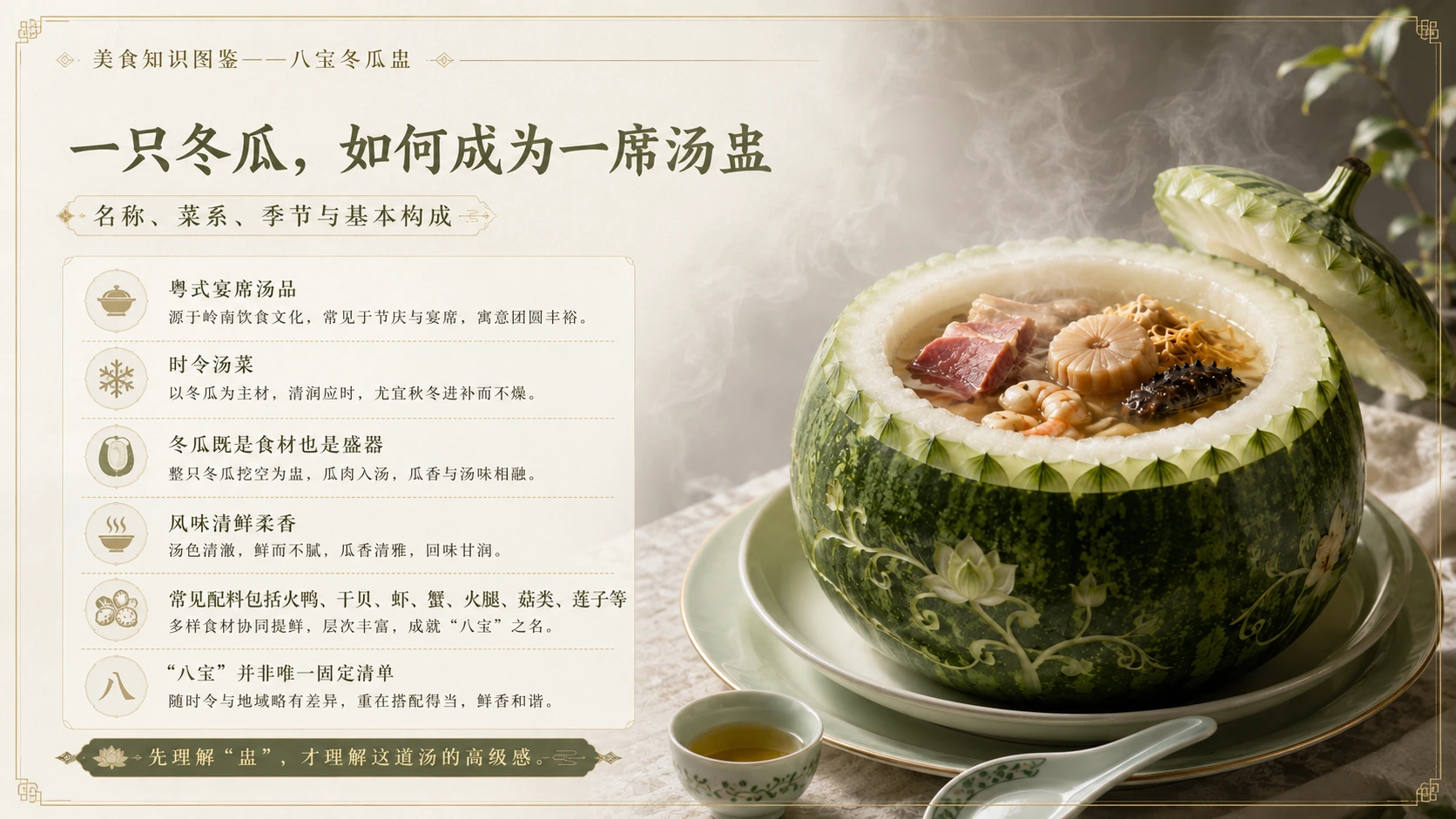 万物知识图鉴系列作品PPT——八宝冬瓜盅 - 预览图2