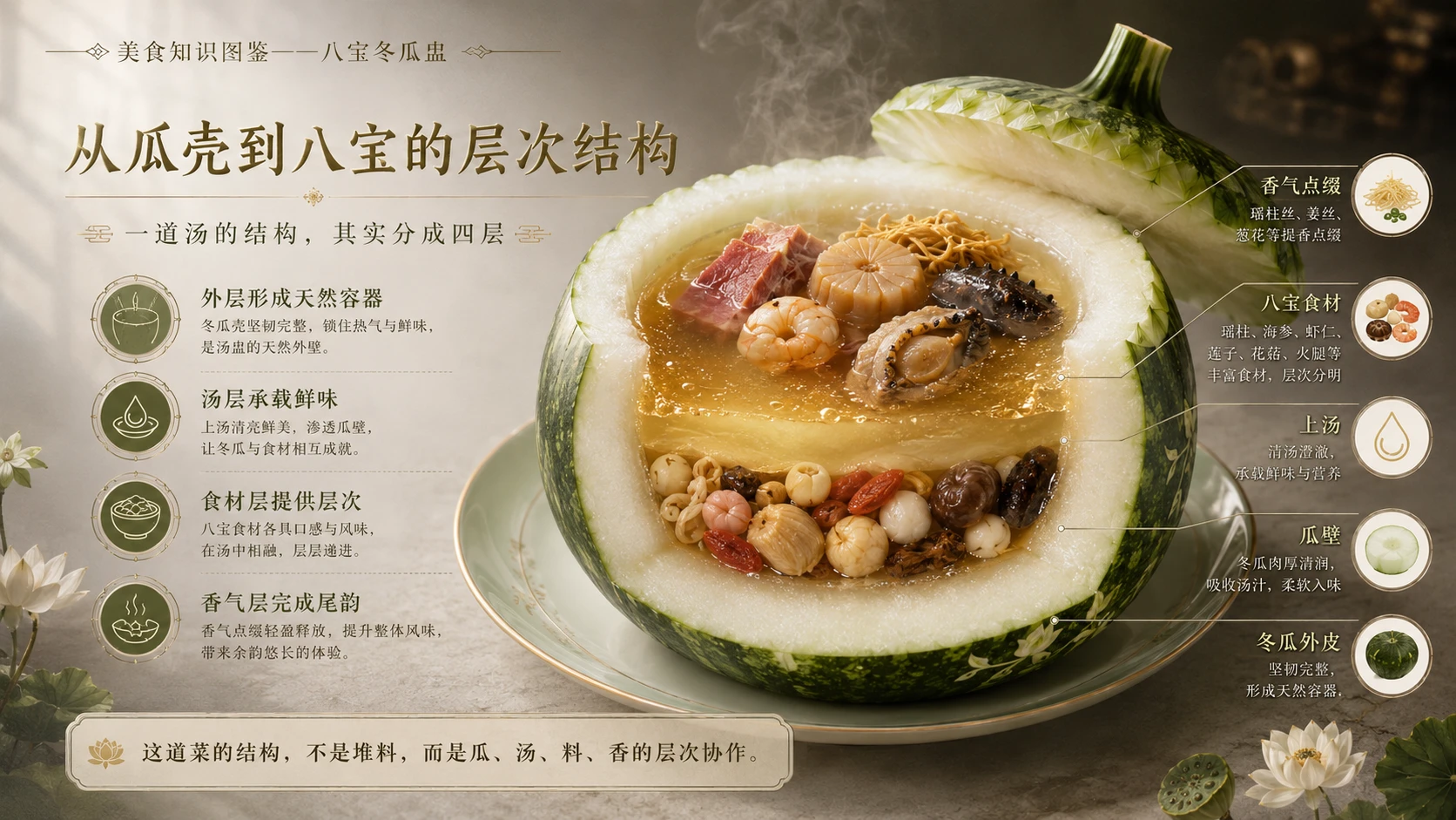 万物知识图鉴系列作品PPT——八宝冬瓜盅 - 预览图5