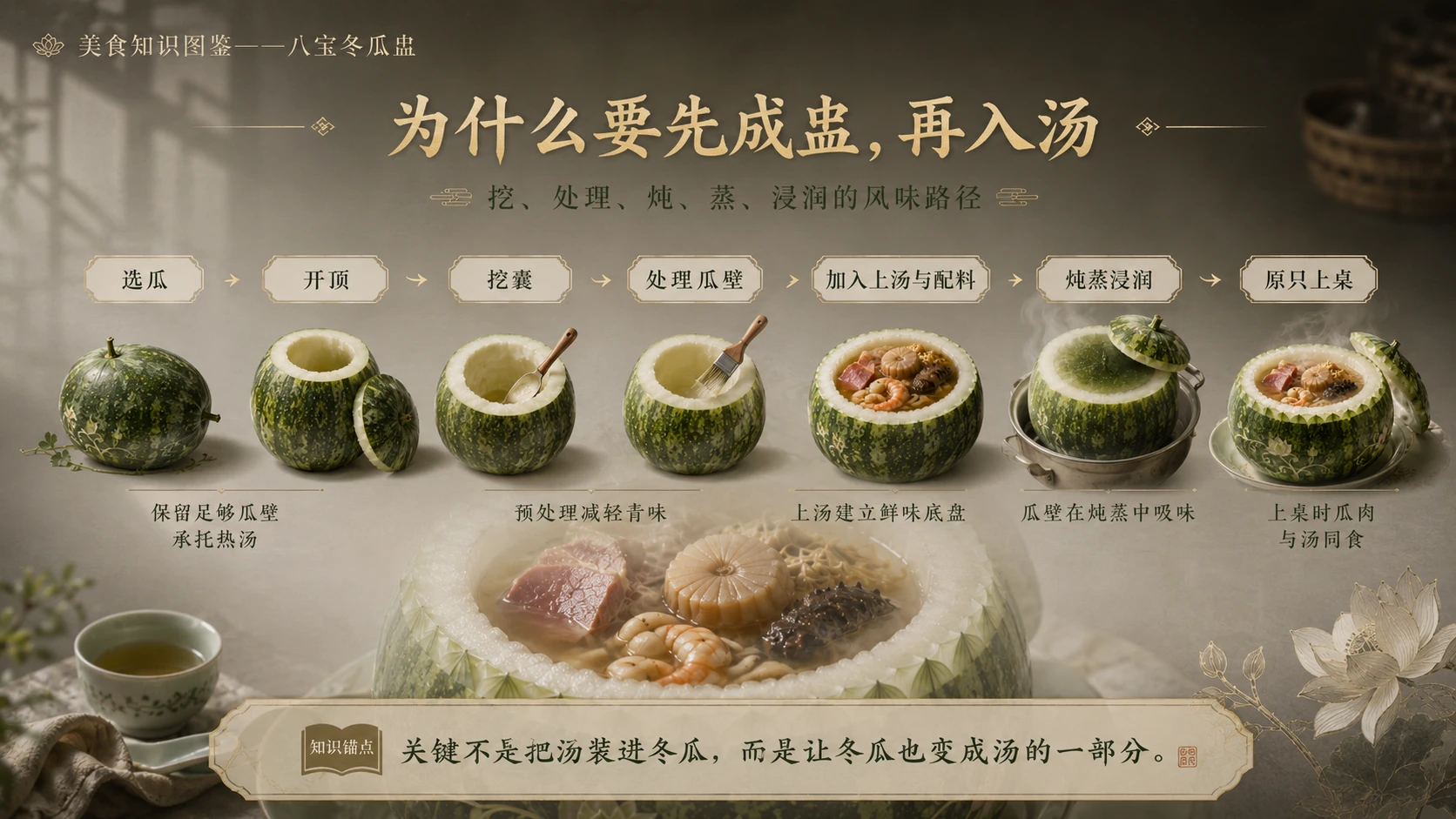 万物知识图鉴系列作品PPT——八宝冬瓜盅 - 预览图6