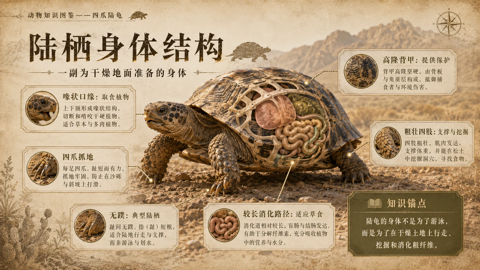 万物知识图鉴系列作品PPT——四爪陆龟 - 预览图5
