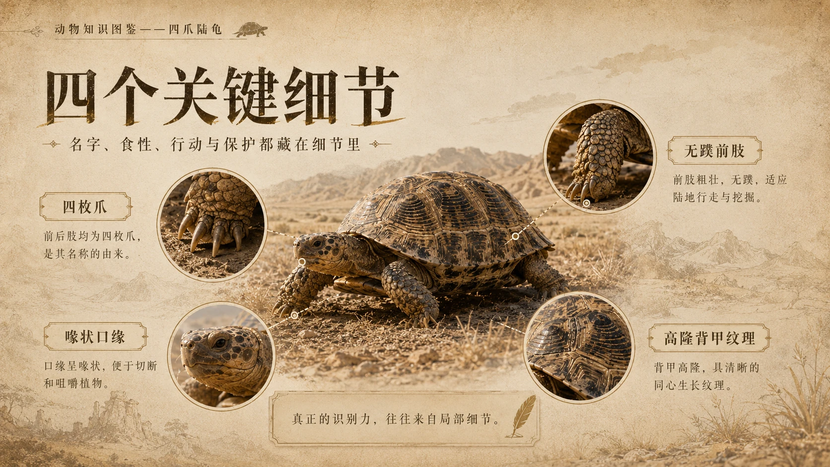 万物知识图鉴系列作品PPT——四爪陆龟 - 预览图7