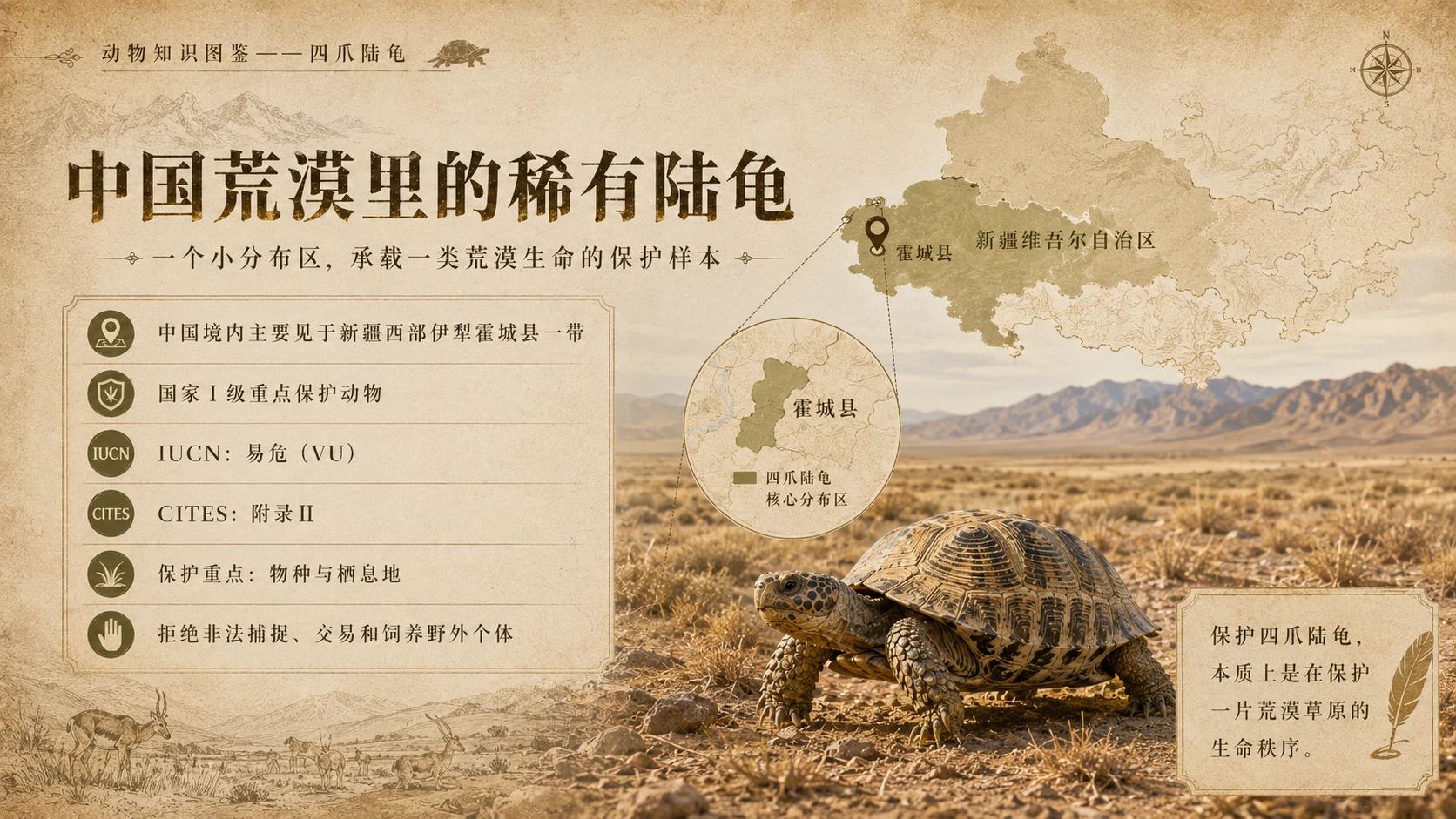 万物知识图鉴系列作品PPT——四爪陆龟 - 预览图9