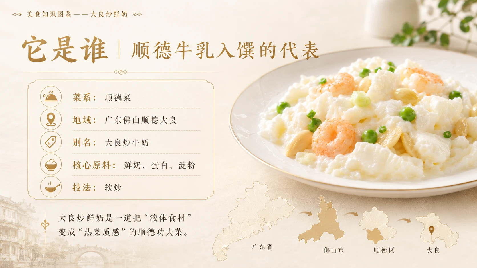 万物知识图鉴系列作品PPT——大良炒鲜奶 - 预览图2