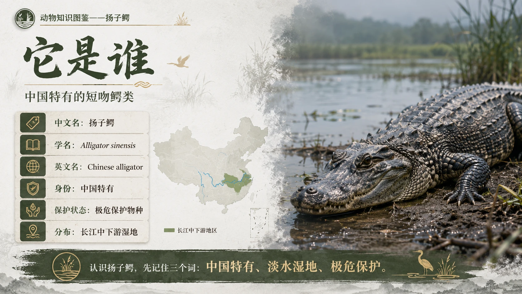 万物知识图鉴系列作品PPT——扬子鳄 - 预览图2