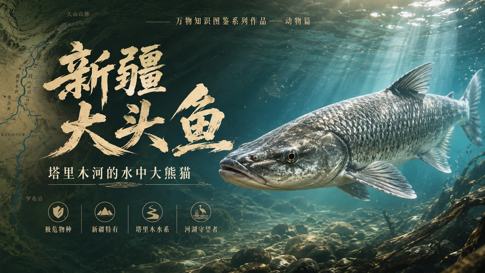 万物知识图鉴系列作品PPT——新疆大头鱼 - 预览图1
