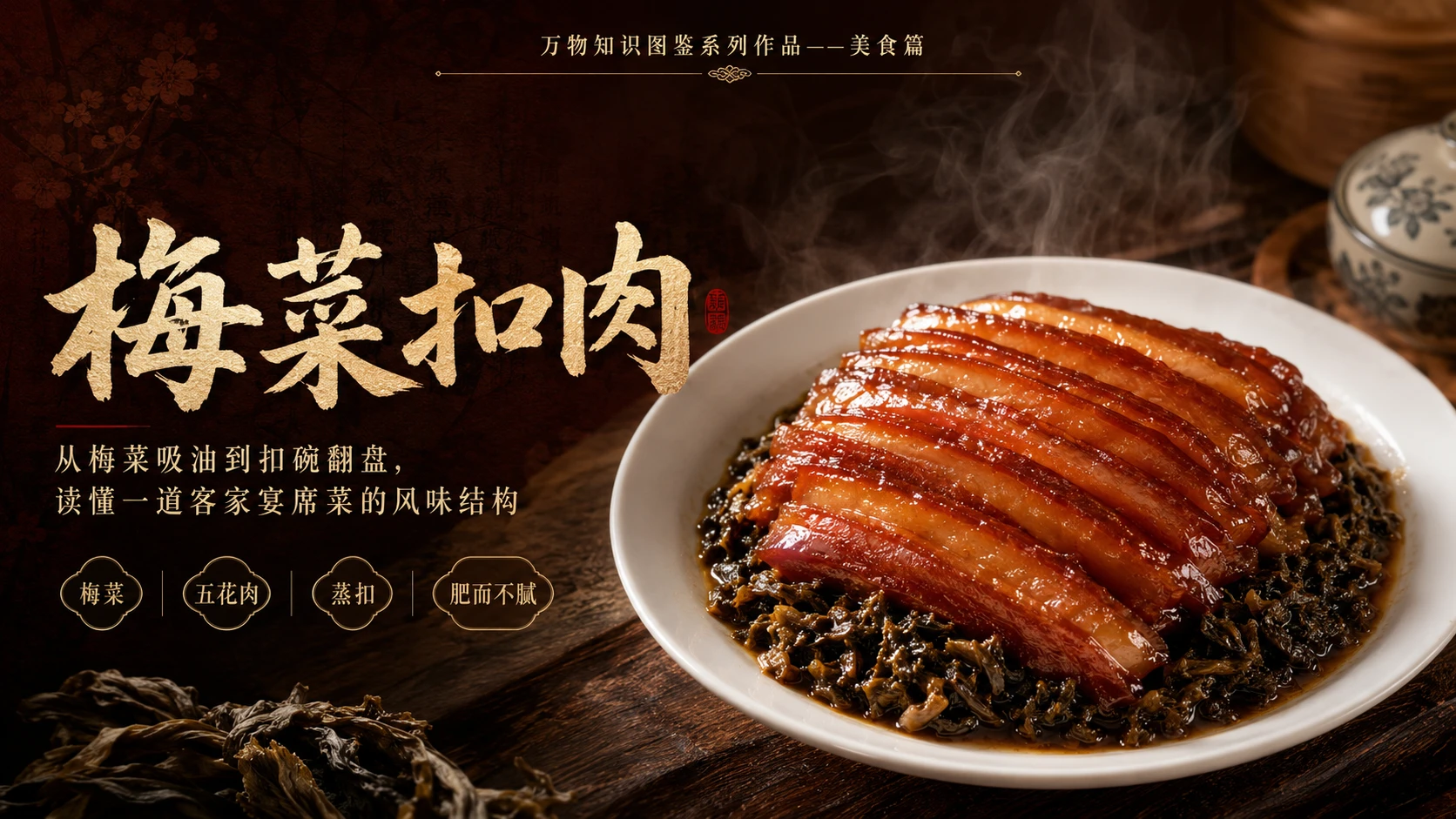 万物知识图鉴系列作品PPT——梅菜扣肉 - 预览图1