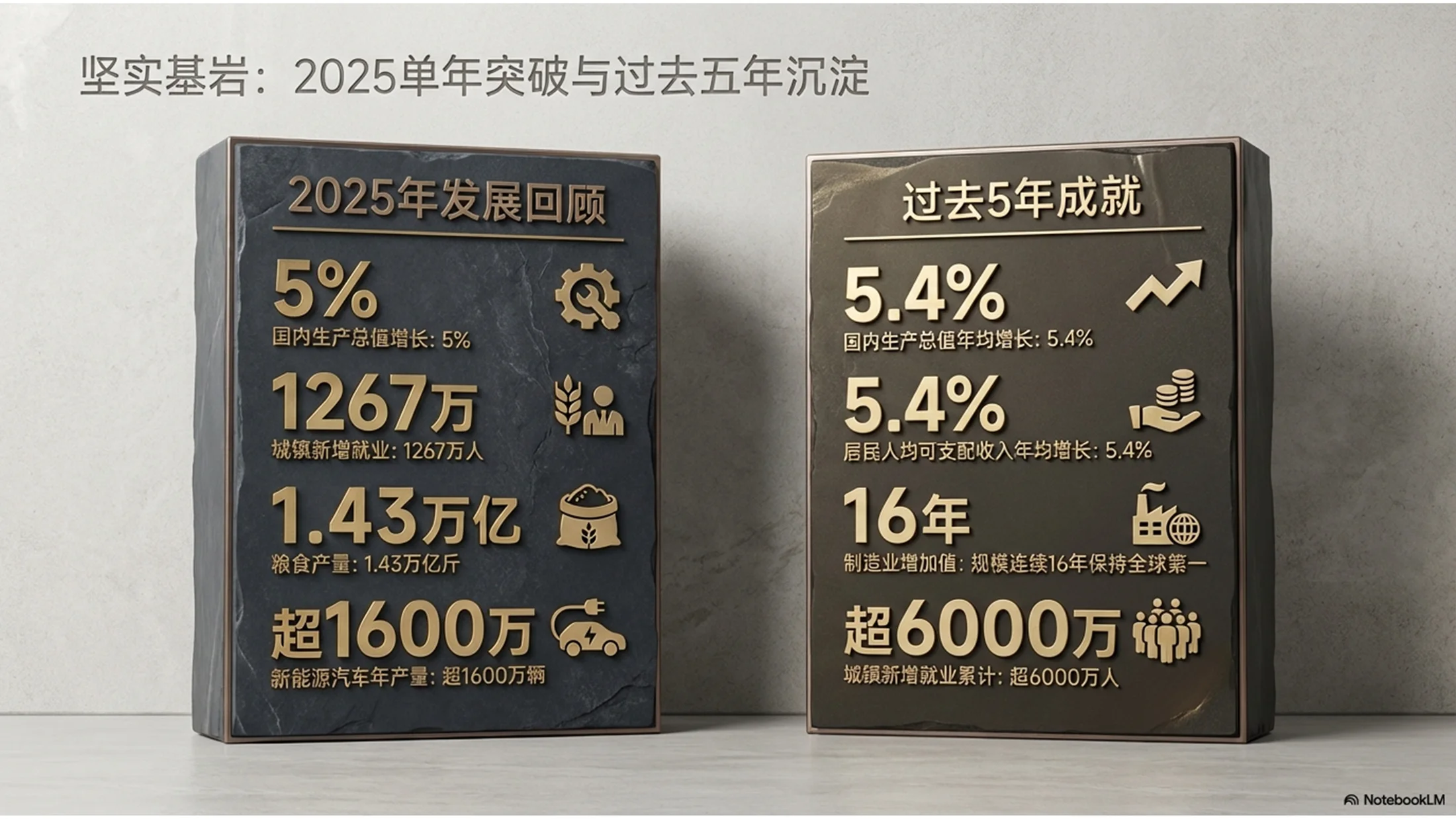 花岗岩黄金纹理风格政府工作报告PPT - 预览图1