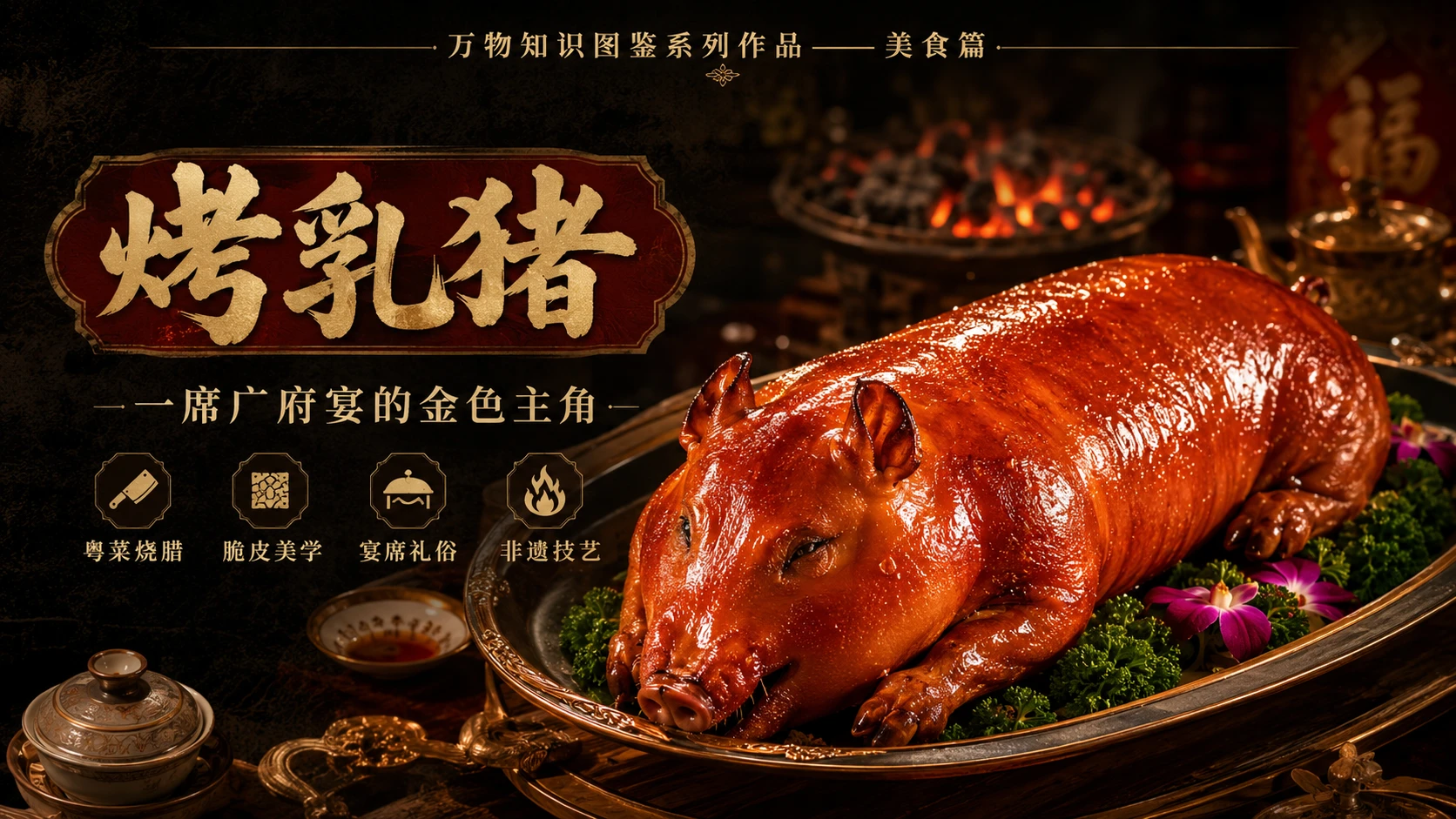万物知识图鉴系列作品PPT——烤乳猪 - 预览图1