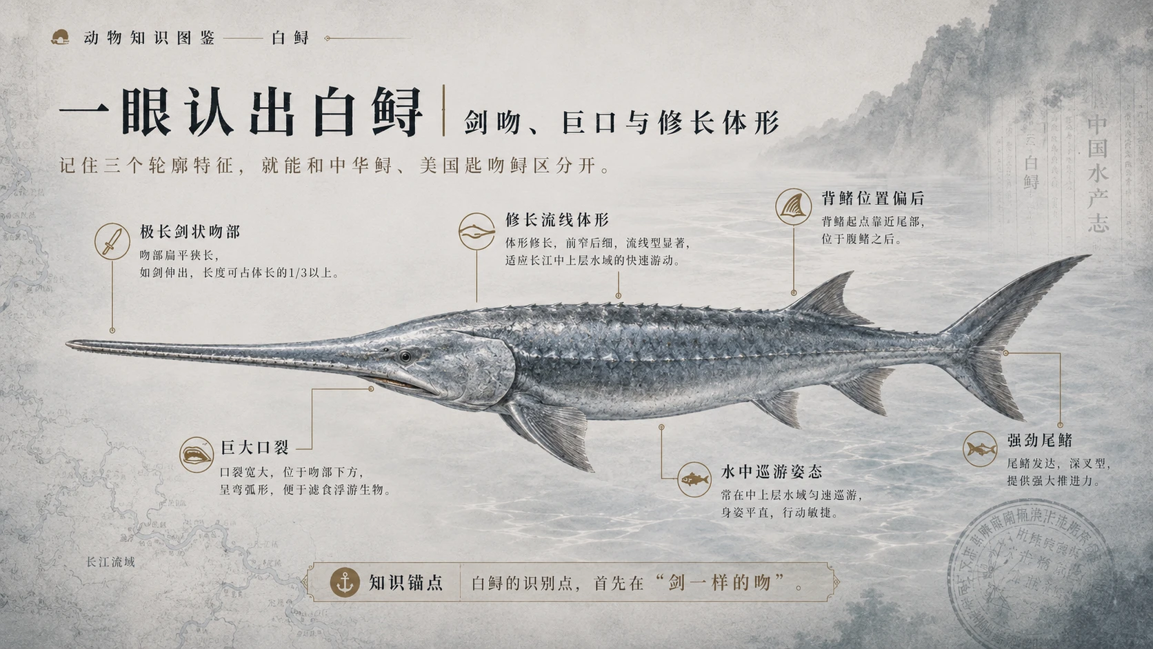 万物知识图鉴系列作品PPT——白鲟 - 预览图3
